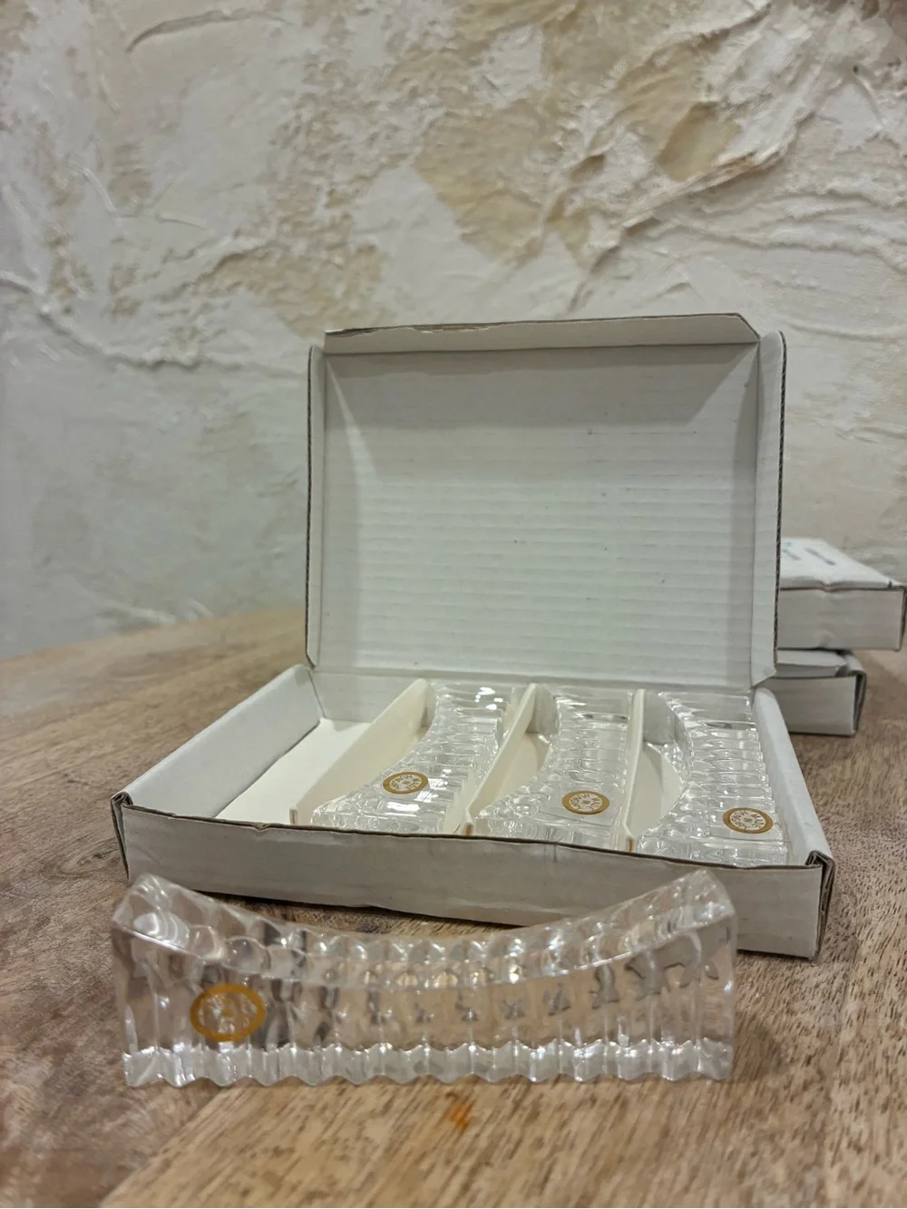 Set of 12 Vintage Glass Knife Rest Serving Display Made in Hungary